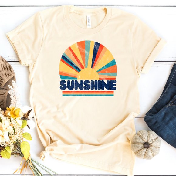Colorful Retro Sunshine Summer Graphic Tee Shirt - Picture 5 of 6